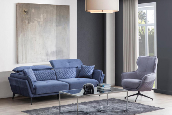 Exquisit Sofagarnitur Bloen Dräisëtzer Designer Fauteuil Polster Miwwelen