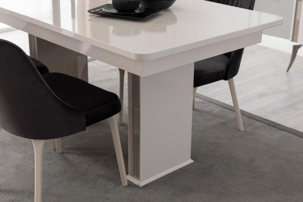 Iesszëmmer Miwwelen Wäissen Iessdësch Iessgruppe Designer Stull 5tlg Set Neit