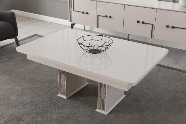 Beige Fernsehschafskästchen Designer Clubdësch Luxus Wunnzëmmer Miwwelen Holz 2 Stéck