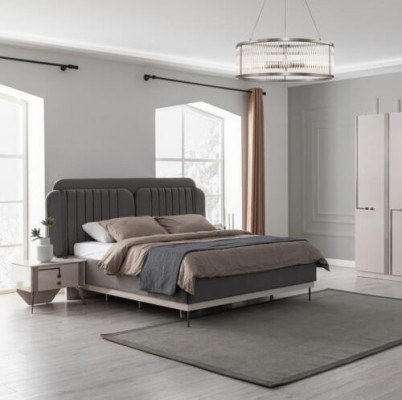 Grau Duebelbett Modern Schlofkummer Miwwelen Luxus Better Holzgestell