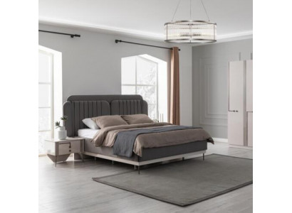 Grau Duebelbett Modern Schlofkummer Miwwelen Luxus Better Holzgestell