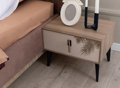 Beige Nuetsdësch Designer Schlofzëmmer Miwwelen Luxus Holz Nuetsdëscher
