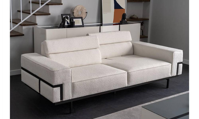 Modern Wunnzëmmer Set Besteet aus 2x Sofen + Fauteuil an Dësch 4 Deeler.
