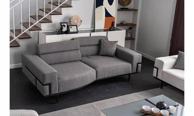 Modern Wunnzëmmer Set Besteet aus 2x Sofen + Fauteuil an Dësch 4 Deeler.
