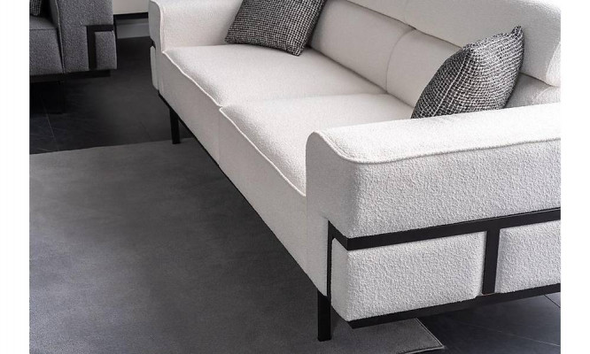 Modern Wunnzëmmer Set besteet aus 2x Sofas an engem Fauteuil Neierung 3 Deeler.