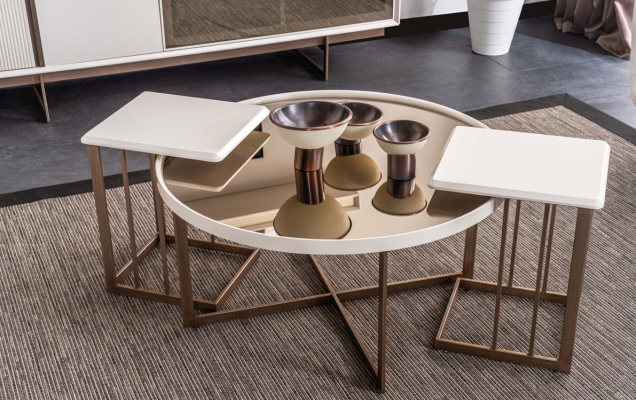 Wäiss-Beige Wunnzëmmer Canapé Garnitur Robusten 3-Sëtzer Couchtisch 6tlg.