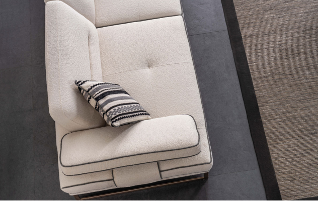 Wäisst sofa Exklusiv 3-Sëtzer Wunnenzëmmer Textil Polster Couch Nei