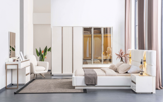 Wäissen Make-up-Dësch Designer Kosmetikdësch Schlofzëmmer Robusten Dësch