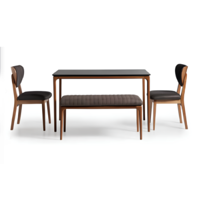 Iesswonk Iessgrupp Iesszëmmer Iessdësch Still 6-delig Brong Bänk Stoff Holz