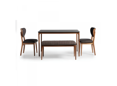 Iesswonk Iessgrupp Iesszëmmer Iessdësch Still 6-delig Brong Bänk Stoff Holz