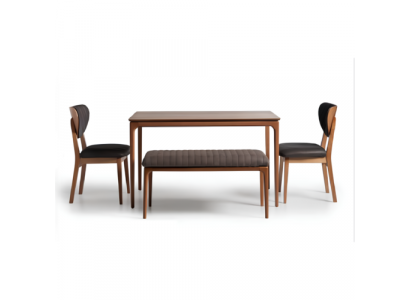 Iessgrupp Iesseck Garnitur Holz Iesszëmmer Iessdësch Still 5tlg Braun