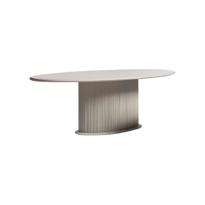 Luxus Iessgruppe Komplette Iesszëmmer Iessdësch Still 7-Deeler Beige Iesseck