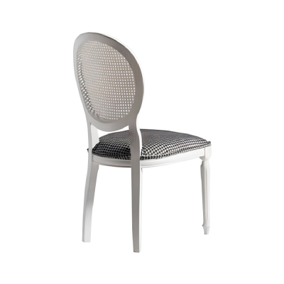 Luxus Iessgrupp Iesszëmmer Ronn Iessdësch Still 3tlg Wäiss Stoff Holz