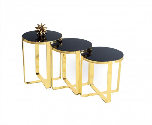 Grupp Niewentischen Kaffisdëscher Sofa Dëscher 3-Stéck Couchdëscher Gold