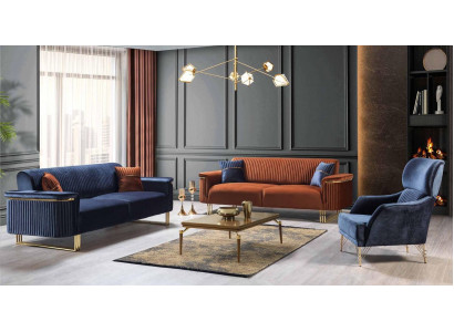 Modern Wohnzimmer Sofagarnitur Designer Dräisëtzer Sofas Polstersëtz.