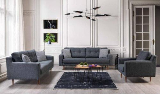 Groue Wunnzëmmer Sëtzgrupp Luxuriéis 2x Sofae Designer Polstersëtz.