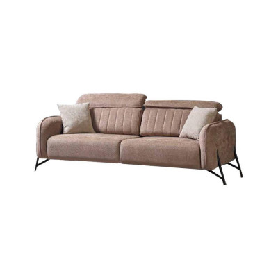 Beige Wunnzëmmer Set Luxus 3x Sofas Stilvollen Gepolsteren Sëtz 3tlg.