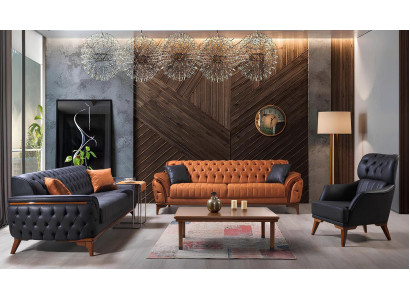 Designer Chesterfield Lieder Ekippe Polster Dräisëtzer Stilvollen Fauteuil