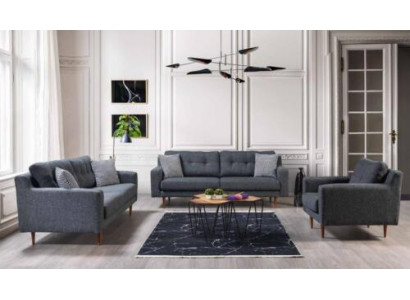 Grau Wunnzëmmer Sëtzgrupp Luxus Sofas Designer Fauteuil 3 Deeler