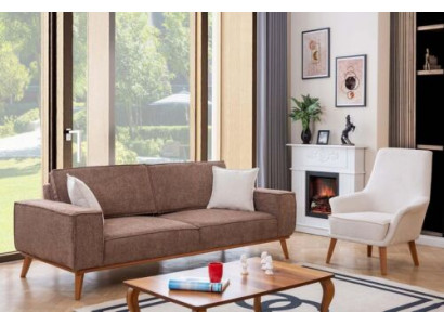 Wunnzëmmer beige Dräisëtzer luxuriéise wäisse Einsëtzer 2 Stéck Garnitur