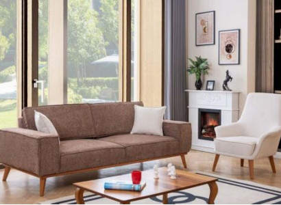 Wunnzëmmer beige Dräisëtzer luxuriéise wäisse Einsëtzer 2 Stéck Garnitur