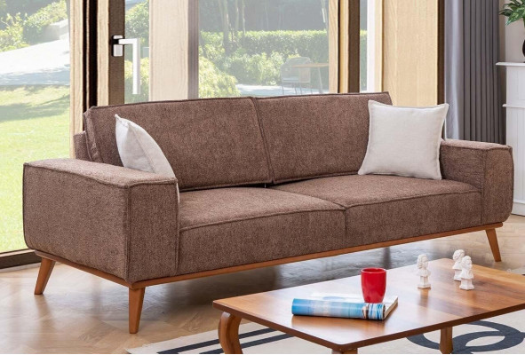 Wunnzëmmer beige Dräisëtzer luxuriéise wäisse Einsëtzer 2 Stéck Garnitur