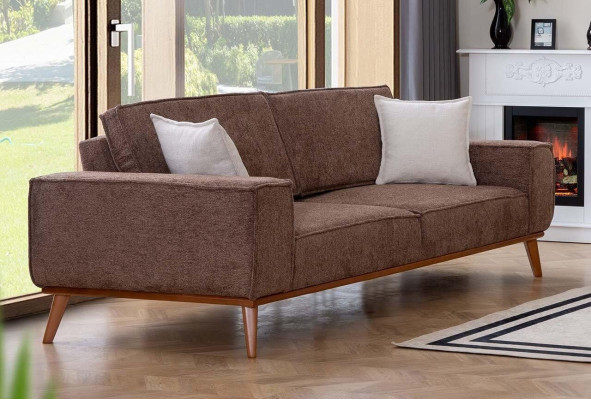 Wunnzëmmer beige Dräisëtzer luxuriéise wäisse Einsëtzer 2 Stéck Garnitur