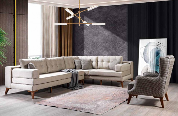 Karéierten Fauteuil Polster 1-Sëtzer Groe Wunnzëmmer Textil Lehnsessel