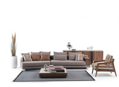 Exklusiv Wunnzëmmer Canapégrupp Stoffsofa Holz Couchdësch Säitendësch