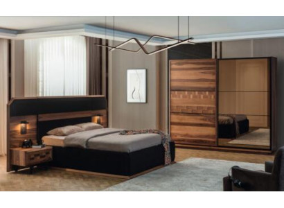 Exquisit Schlofzëmmer Garnitur Edel Duebelbett 2x Holz Nuetsdëscher