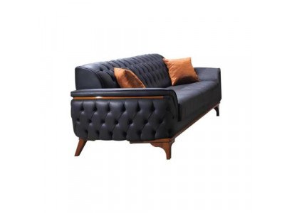 Luxuriéis Blo Chesterfield Canapé Modernen 3-Sëtzer Luxus Sëtz Miwwelstéck
