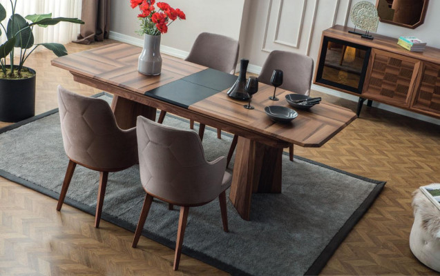 Stilvoll Iessgrupp Exklusiven Holzdësch Designer Sideboard Still 10tlg