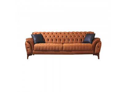 Orange Chesterfield 3-Sëtz Wunnzëmmer Luxus Canapé Modern Edelen Canapé