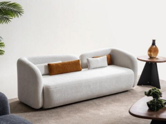 Moderne Design Polster Wäiss Sëtz Canapé 3-Sëtzer Sofa Sofas Textil Stoff