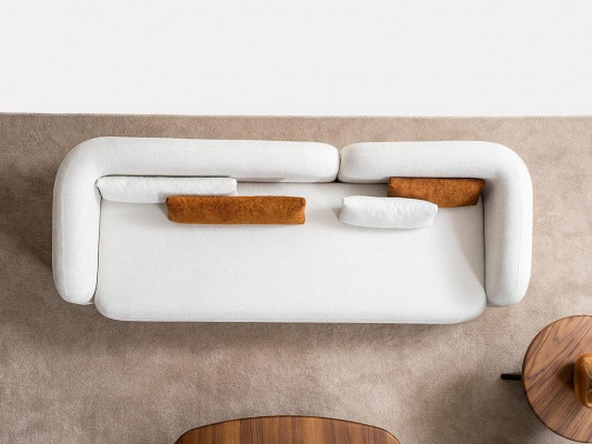 Moderne Design Polster Wäiss Sëtz Canapé 3-Sëtzer Sofa Sofas Textil Stoff