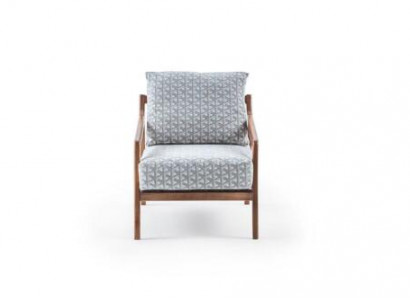 Wunnzëmmer Wäisst Holzgestell Fauteuil Roubster Stoff Stilvollen Eenzelstull