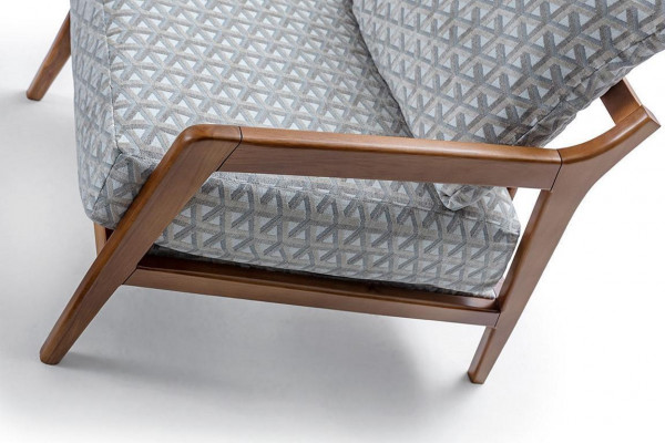 Wunnzëmmer Wäisst Holzgestell Fauteuil Roubster Stoff Stilvollen Eenzelstull