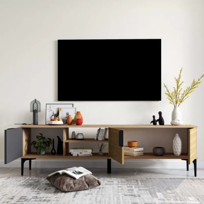 Braun-Grau RTV TV-nidderegt Schaf Modernen Design Rechteckeg Form Wunnzëmmer