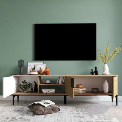 Lowboard RTV Modern Design Luxus Wunnzëmmer Rechteckeg Braun Wäiss