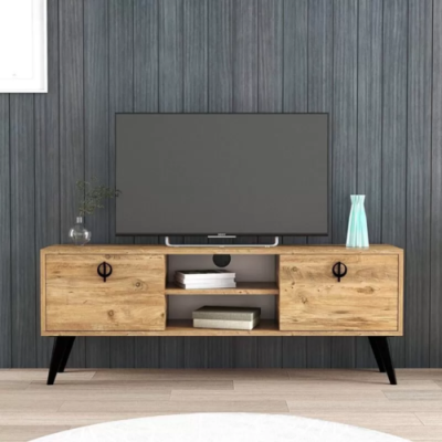 Braun Wunnzëmmer TV-Lowboard Sideboard RTV Modern Design Rechtwénkeg Form