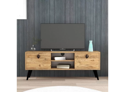 Braun Wunnzëmmer TV-Lowboard Sideboard RTV Modern Design Rechtwénkeg Form