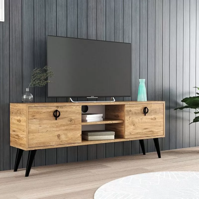 Braun Wunnzëmmer TV-Lowboard Sideboard RTV Modern Design Rechtwénkeg Form
