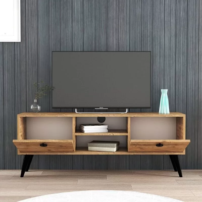 Braun Wunnzëmmer TV-Lowboard Sideboard RTV Modern Design Rechtwénkeg Form