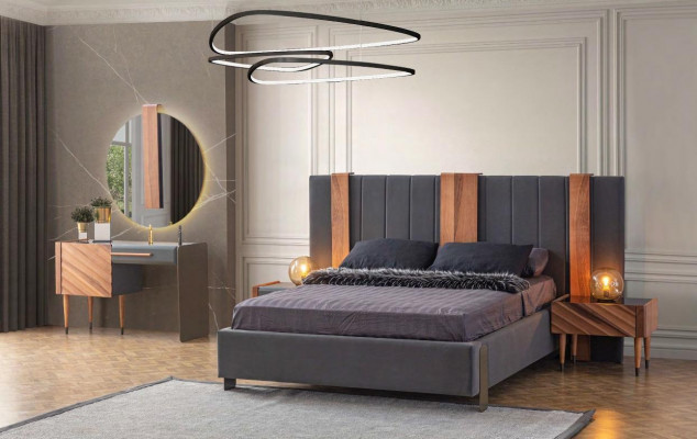 Modern Schlofzëmmer Set Luxus Kleederschaf Duebelbett Edel Garnitur
