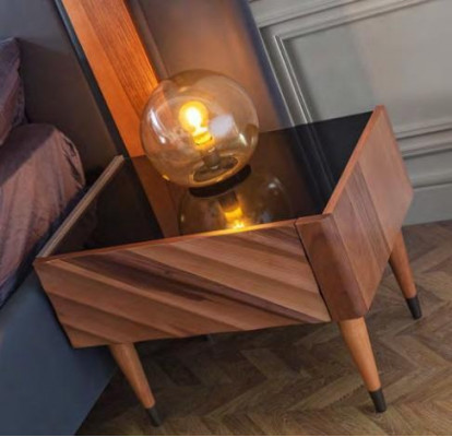 Grouss Schlofzëmmer Set Modernes Duebelbett 2x Nuetsdëscher 3tlg Set