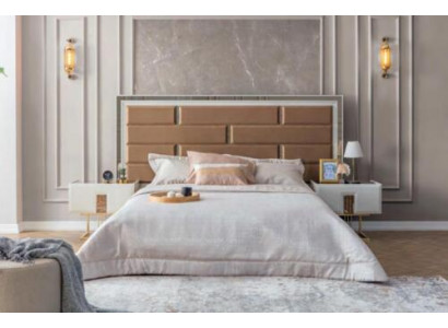 Stilvoll Schlofzëmmer Miwwelen Edelstol Bett Designer Holz Nuetsdëscher