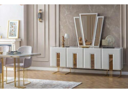 Wäiss Edelstahl Anrichte Designer Iesszëmmer Miwwelen Luxus Kommod neit