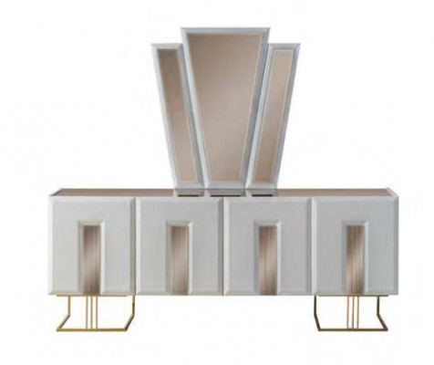 Wäiss Edelstahl Anrichte Designer Iesszëmmer Miwwelen Luxus Kommod neit