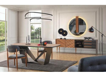 Stilvolle Iesszëmmer Garnitur Designer Iessdësch 4x Polsterstull Anrichte