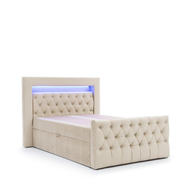 Beige Chesterfield Schlofzëmmer Garnitur Bett Hocker 2x Nuetskäschten